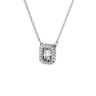 Millenia necklace, Square Swarovski zirconia, White, Rhodium plated